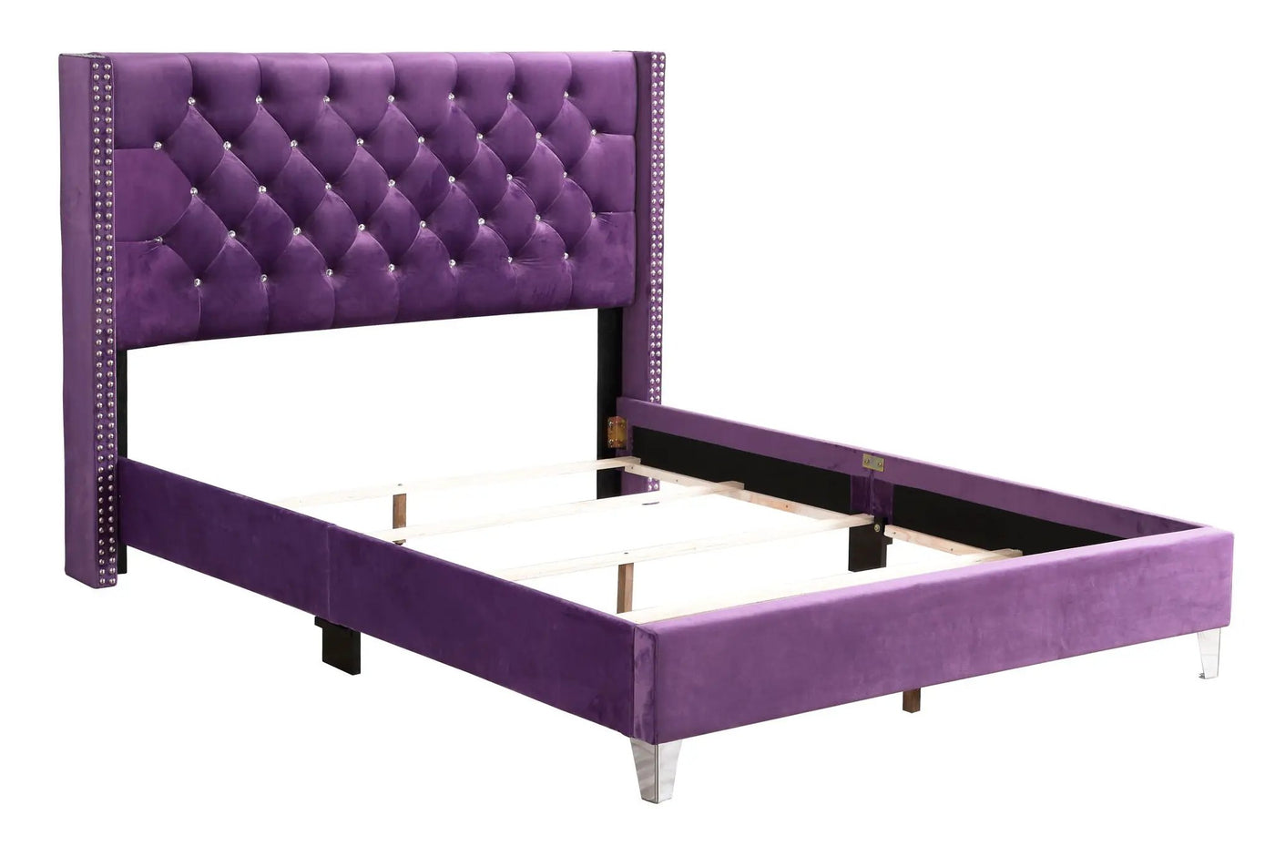 Upholstered Nailhead Trim Chic Bed by Unique Piece Furniture