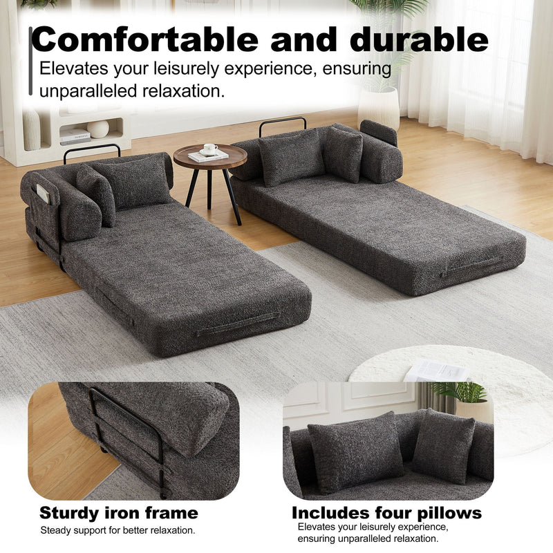 Convertible Sleeper Sofa Bed With Cylindrical Pillow by HouseOfZazla