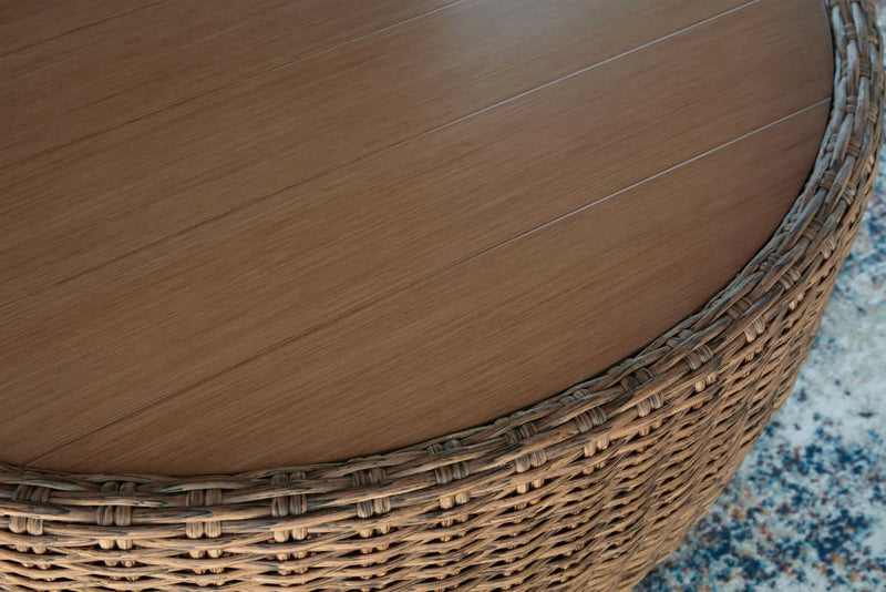 Double Point - Round Cocktail Table - Beige by Unique Piece Furniture