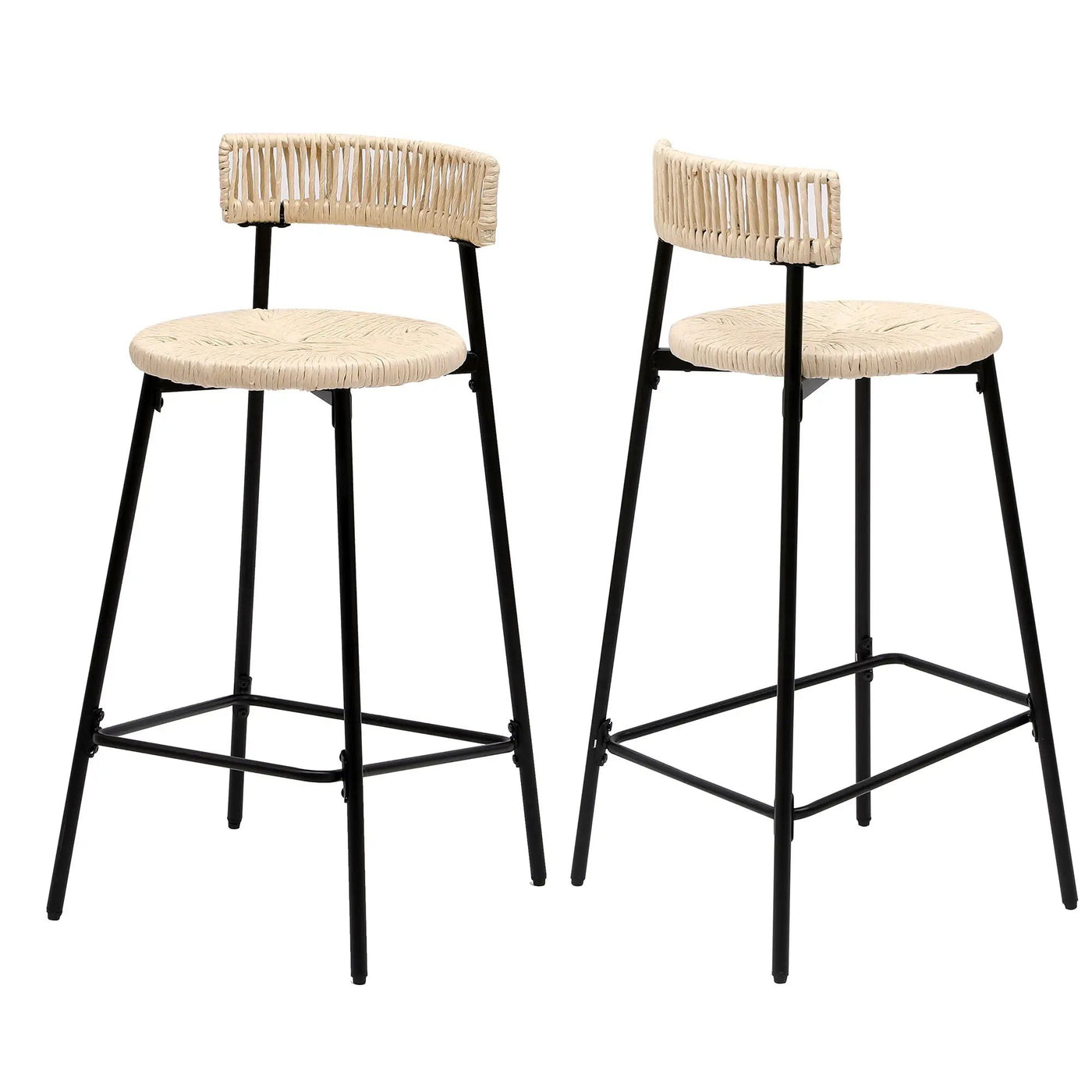 Boho Style Handwoven Paper Rope Counter Stools (Set of 2) by HouseOfZazla
