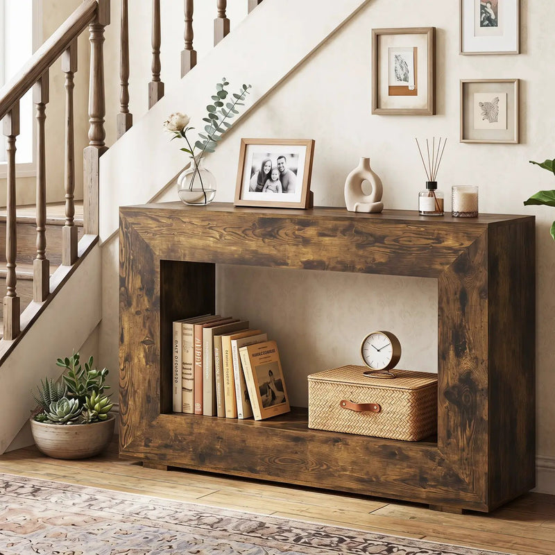 47" Farmhouse Console Table with 2-Tier Storage Shelf by DirectDeals