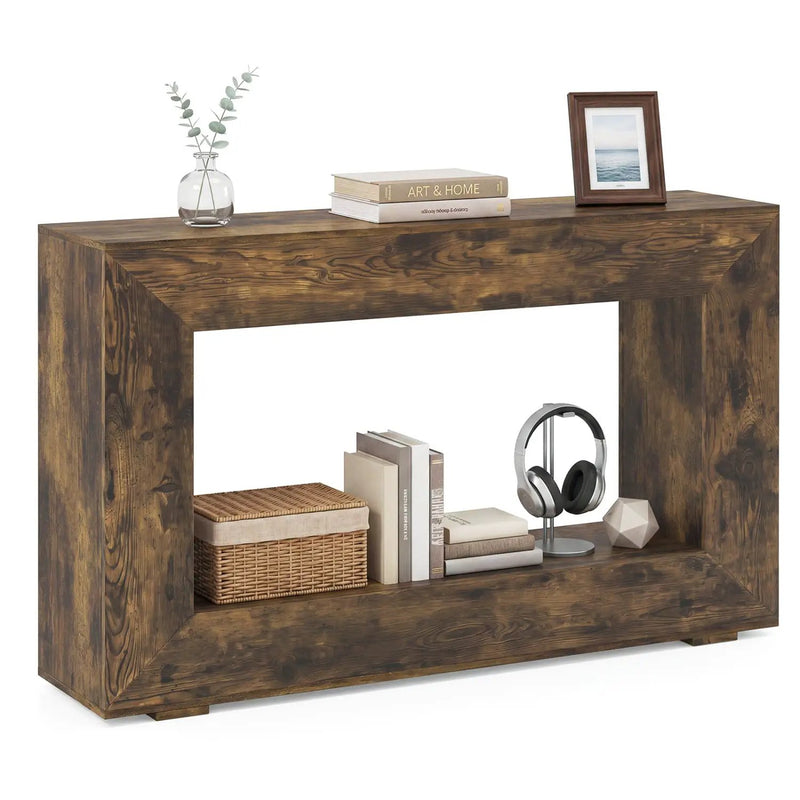 47" Farmhouse Console Table with 2-Tier Storage Shelf by DirectDeals