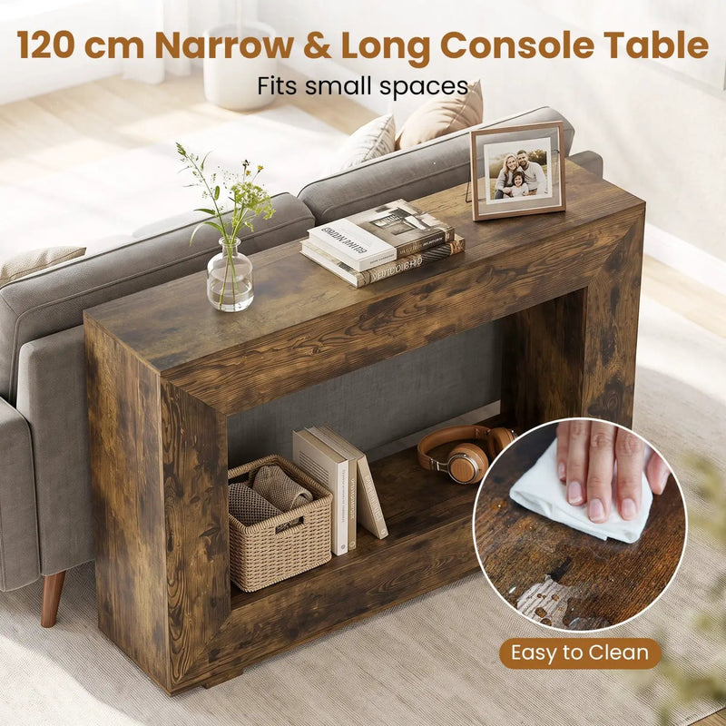 47" Farmhouse Console Table with 2-Tier Storage Shelf by DirectDeals