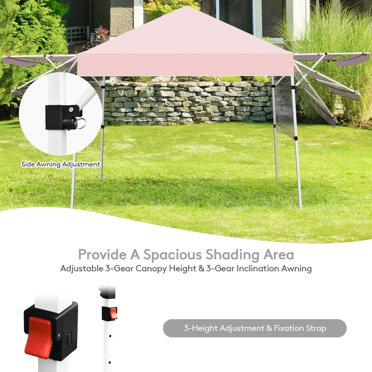 17 Feet x 10 Feet Foldable Pop Up Canopy with Adjustable Instant Sun Shelter, photo 8 of 32