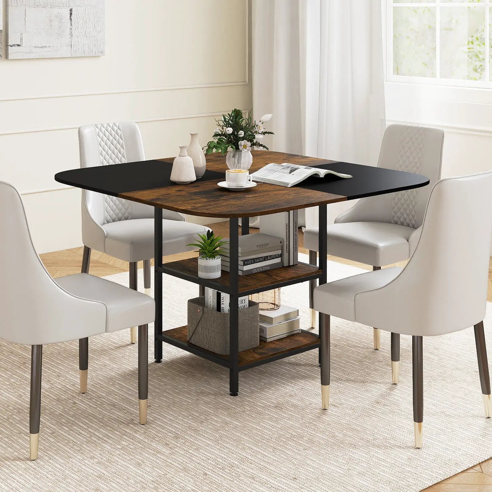 47.5 inch Modern Dining Table Square Kitchen Table with Mix-colored Tabletop by DirectDeals