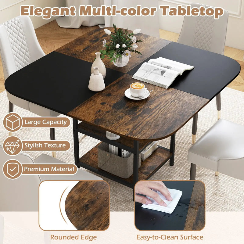 47.5 inch Modern Dining Table Square Kitchen Table with Mix-colored Tabletop by DirectDeals