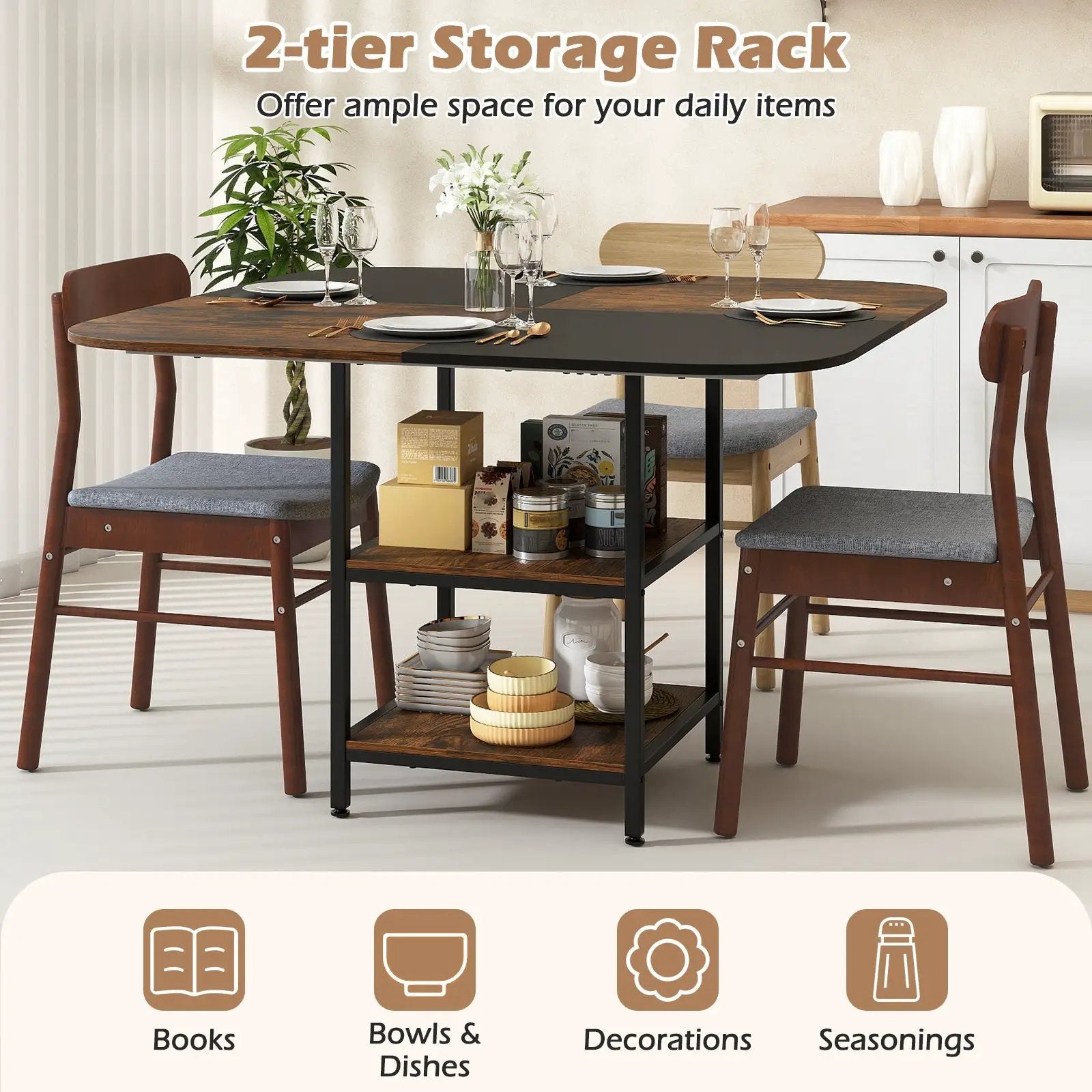 47.5 inch Modern Dining Table Square Kitchen Table with Mix-colored Tabletop by DirectDeals