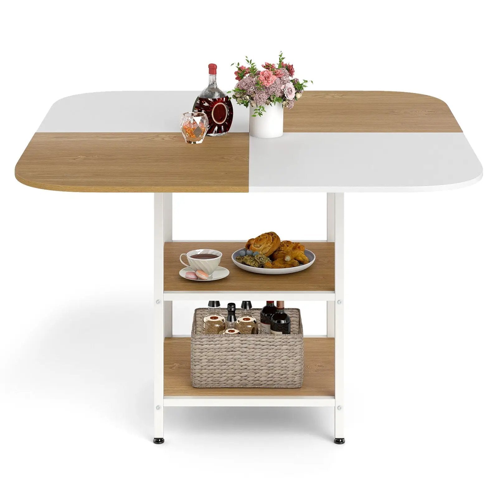 47.5 inch Modern Dining Table Square Kitchen Table with Mix-colored Tabletop by DirectDeals