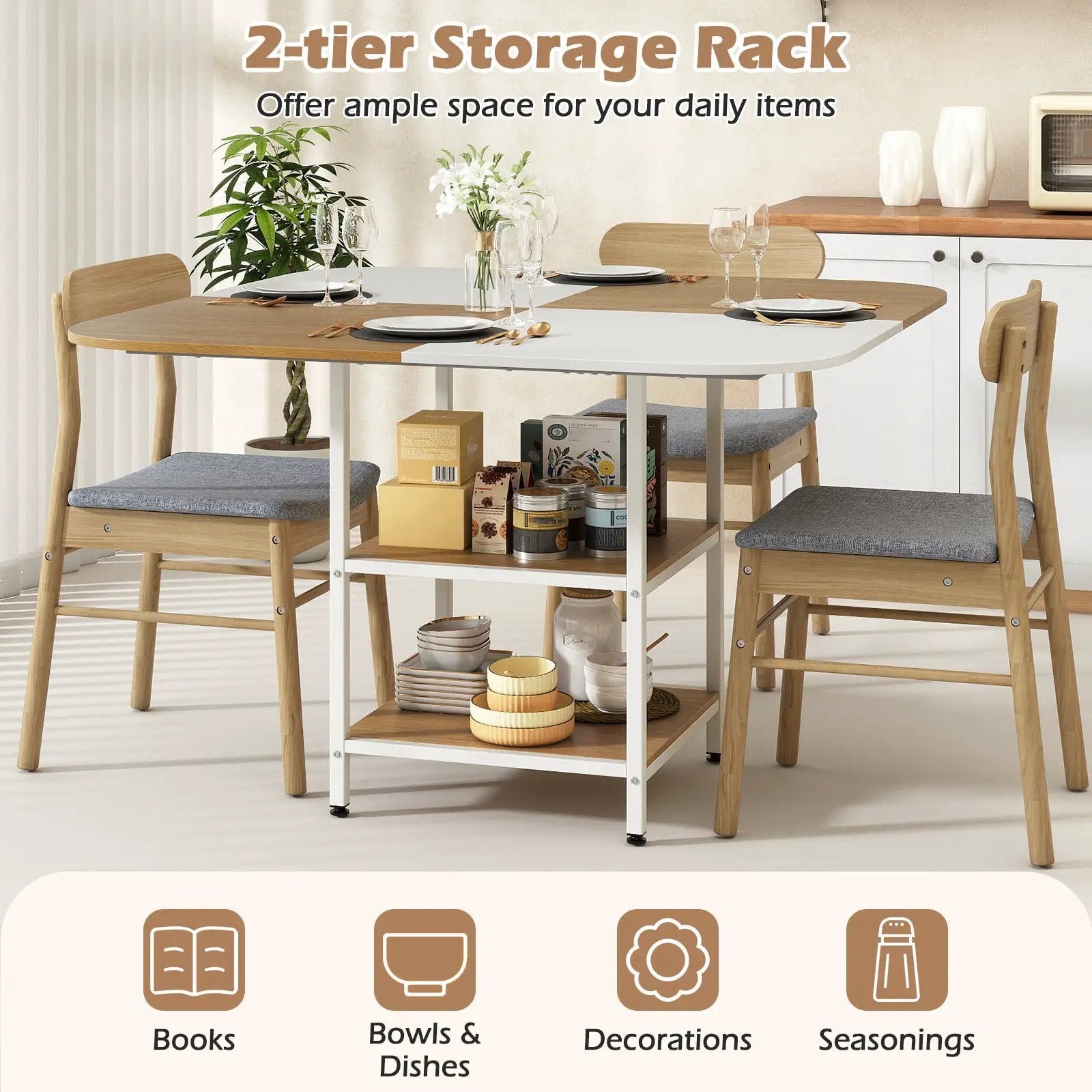 47.5 inch Modern Dining Table Square Kitchen Table with Mix-colored Tabletop by DirectDeals
