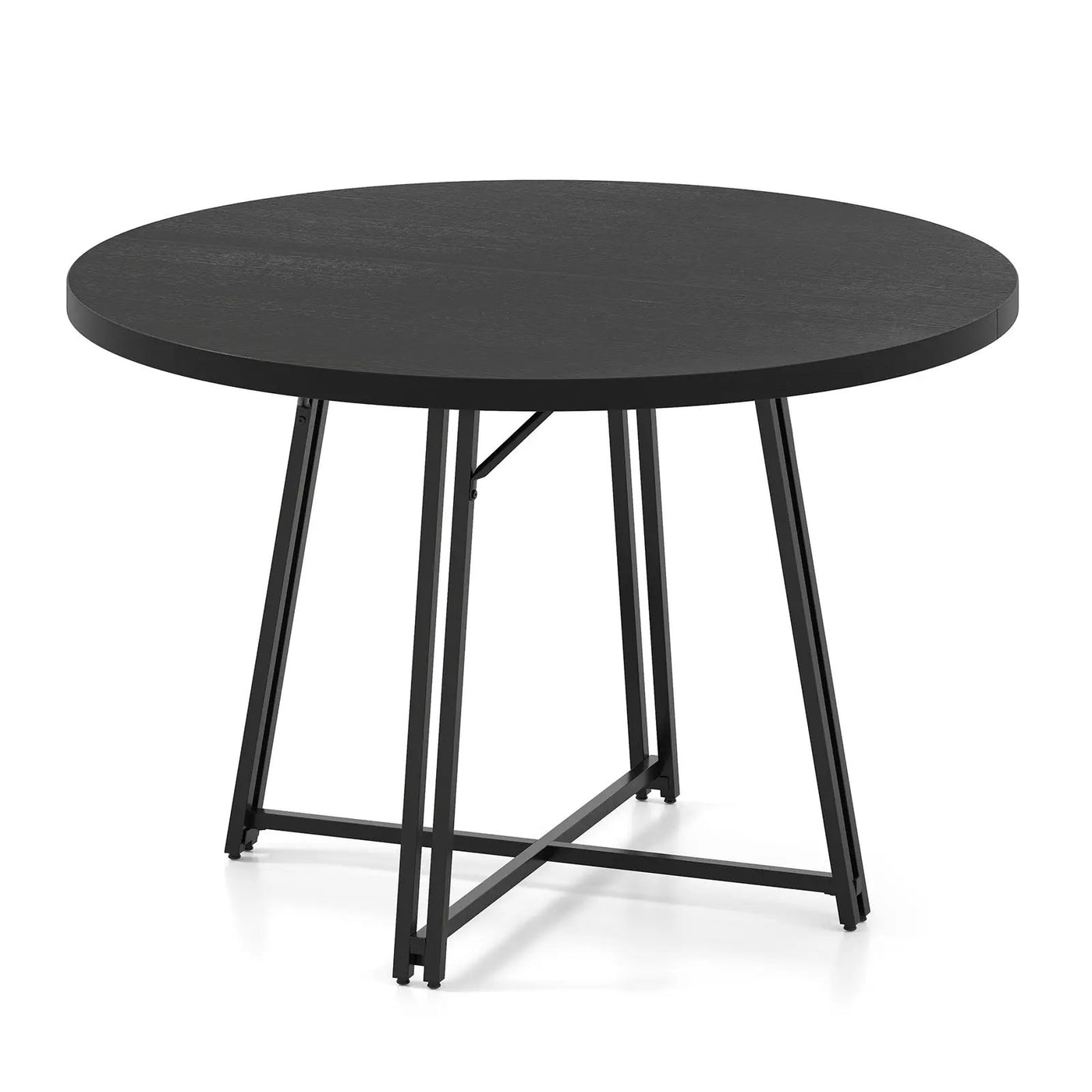 47 Inch Dining Table for 4-6 People Round Kitchen Table with Cross Base by DirectDeals