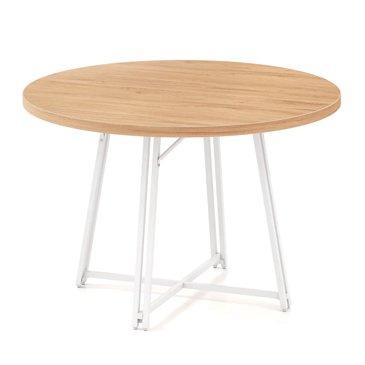 47 Inch Dining Table for 4-6 People Round Kitchen Table with Cross Base by DirectDeals