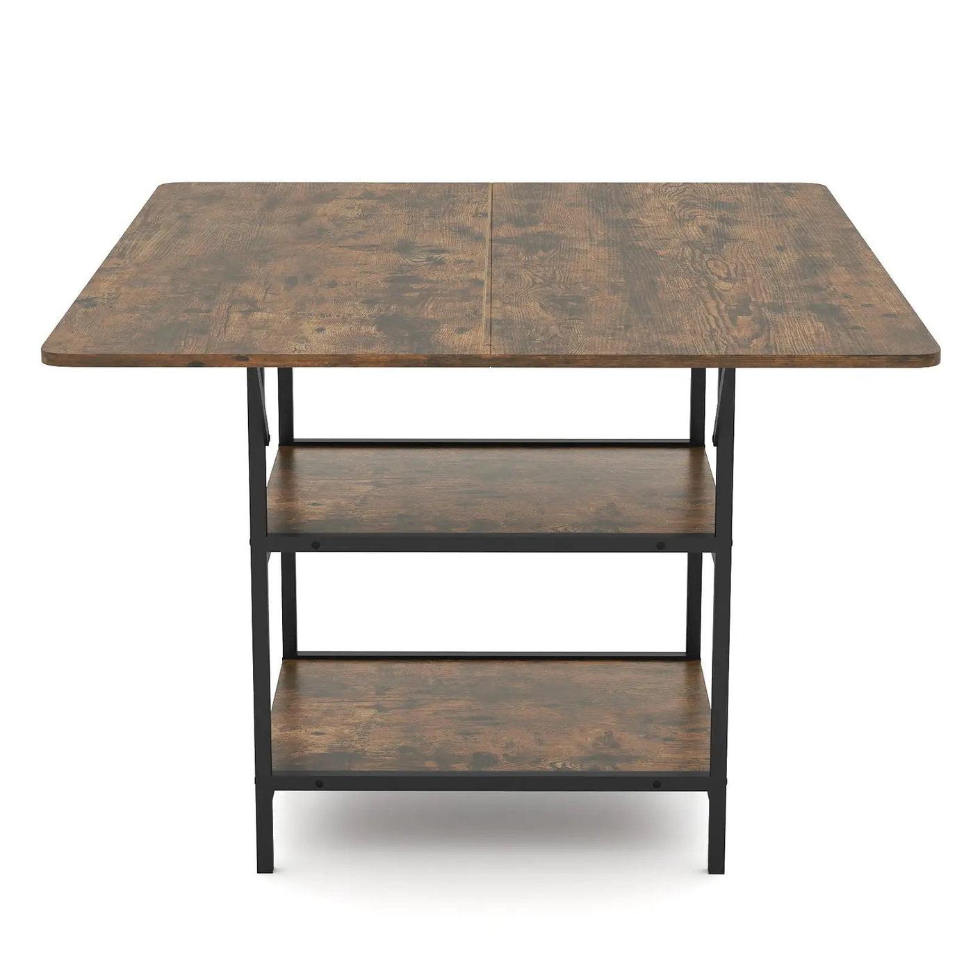 47 Inch Rectangular Dining Table with 2 Open Storage Shelves and Sturdy Metal Legs for 4-6 by DirectDeals