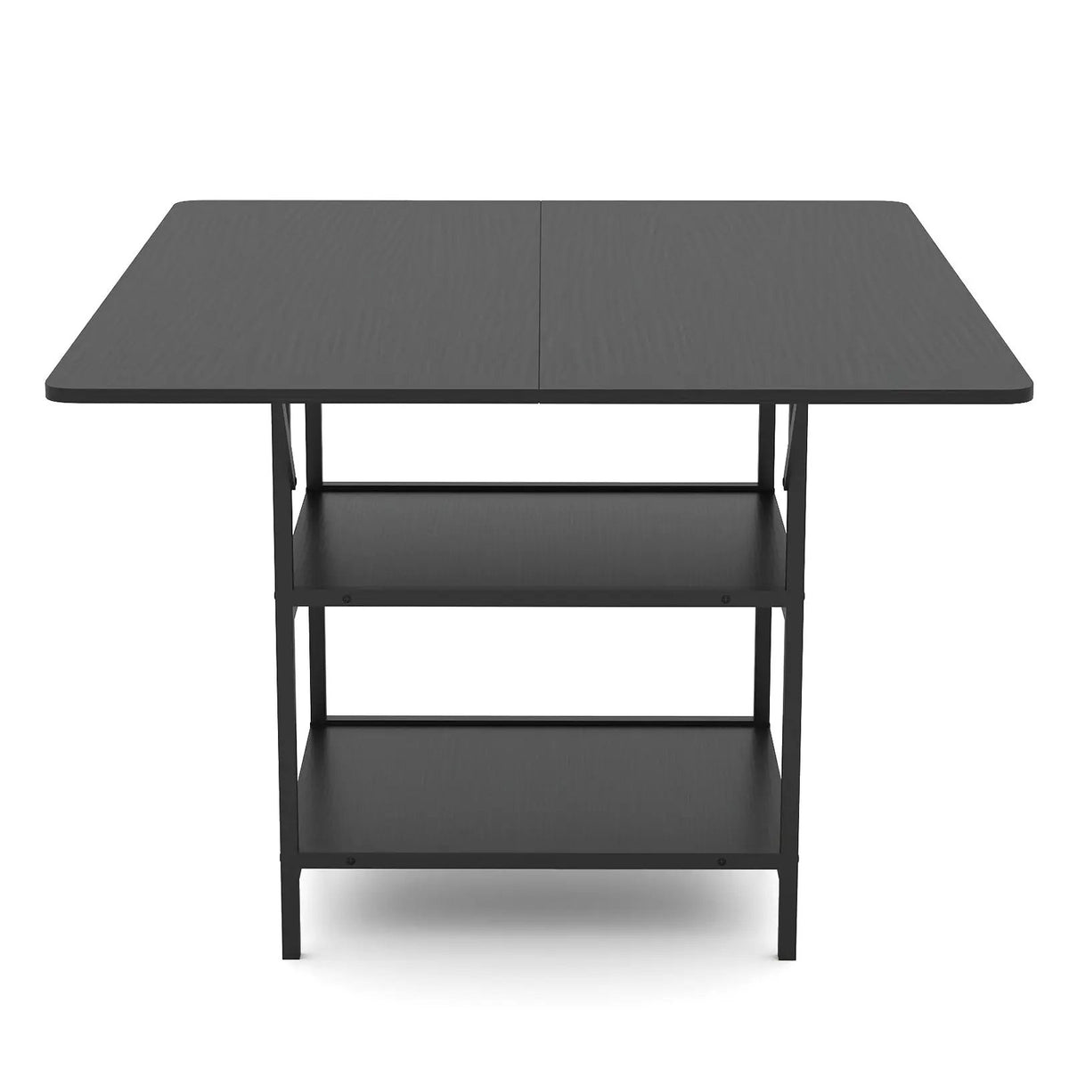 47 Inch Rectangular Dining Table with 2 Open Storage Shelves and Sturdy Metal Legs for 4-6 by DirectDeals