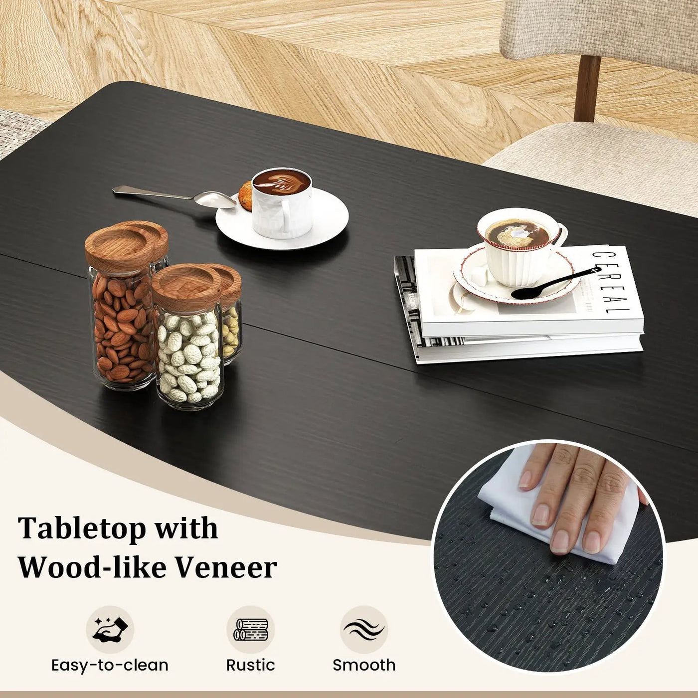 47 Inch Rectangular Dining Table with 2 Open Storage Shelves and Sturdy Metal Legs for 4-6 by DirectDeals