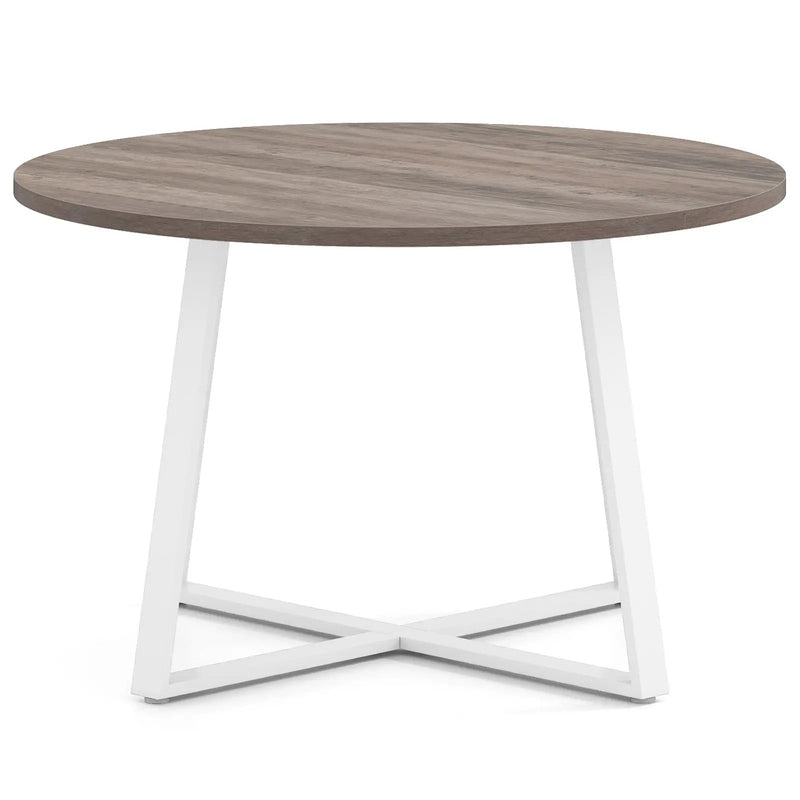 47 Inch Round Dining Table with Stable X-shaped Base and Round Thickened Tabletop by DirectDeals