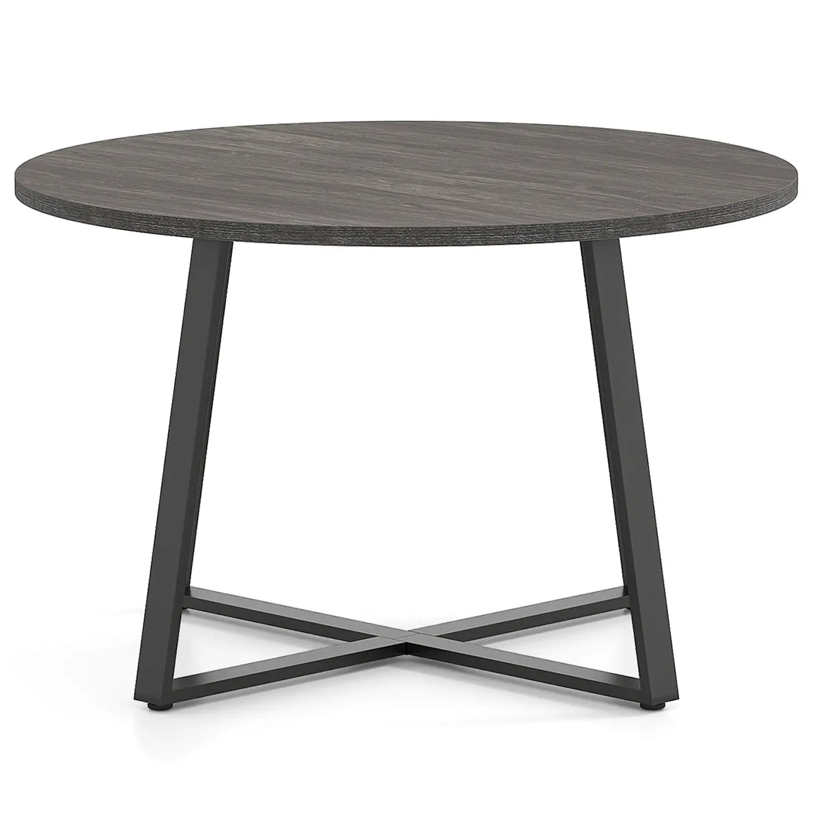 47 Inch Round Dining Table with Stable X-shaped Base and Round Thickened Tabletop by DirectDeals