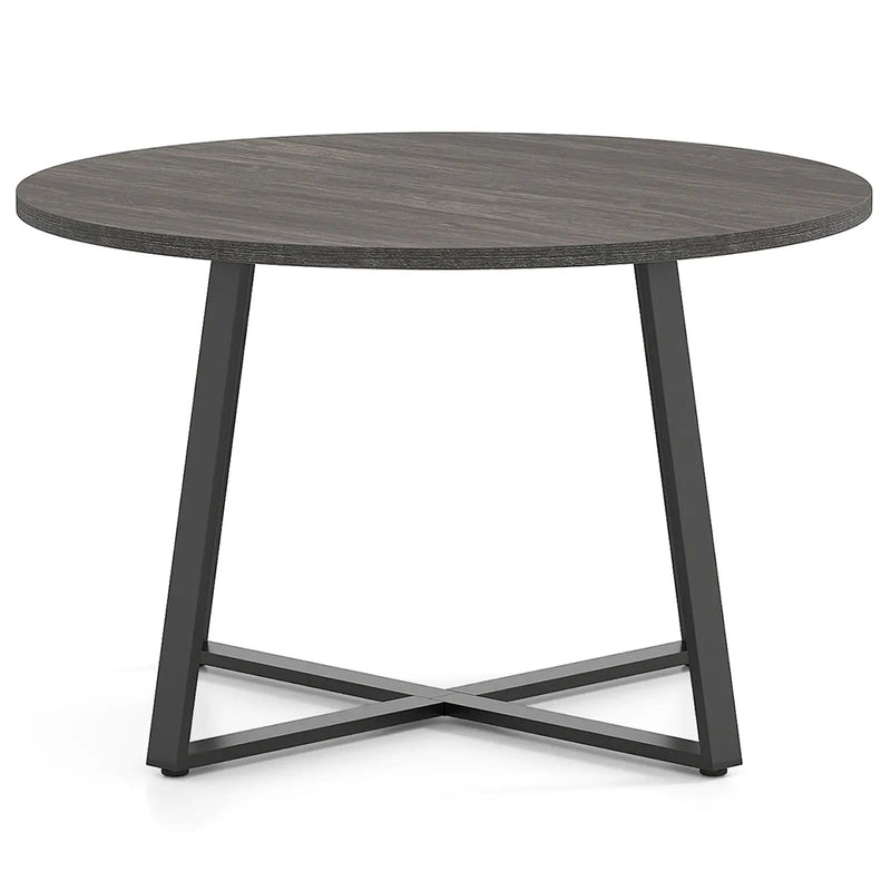 47 Inch Round Dining Table with Stable X-shaped Base and Round Thickened Tabletop by DirectDeals