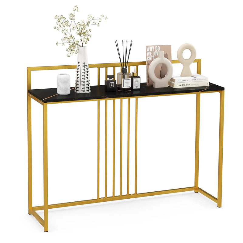 47 Inch Long Entryway Table with Faux Marble Top and Baffle by DirectDeals