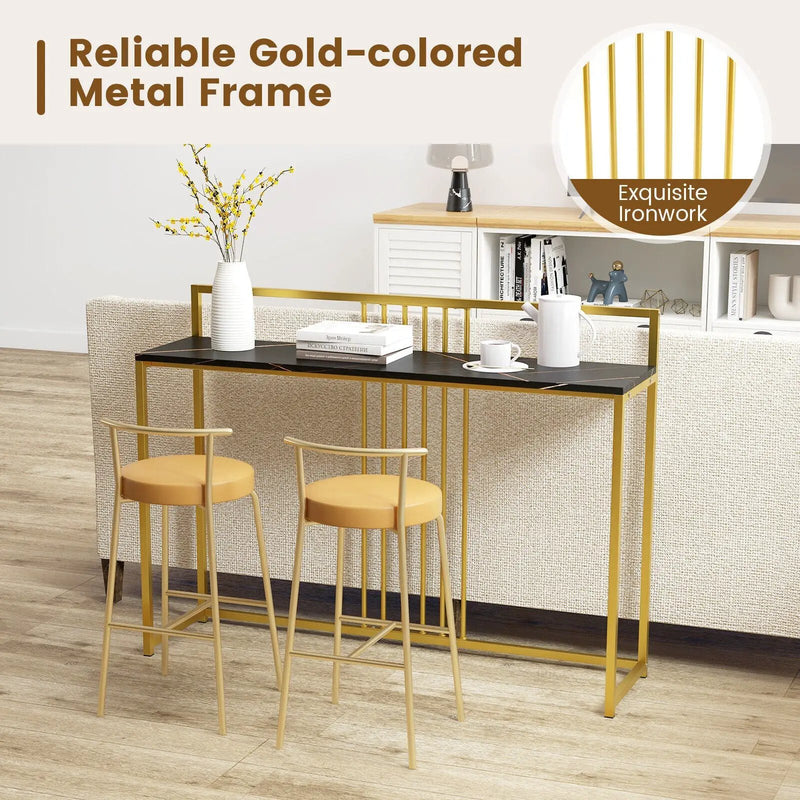 47 Inch Long Entryway Table with Faux Marble Top and Baffle by DirectDeals