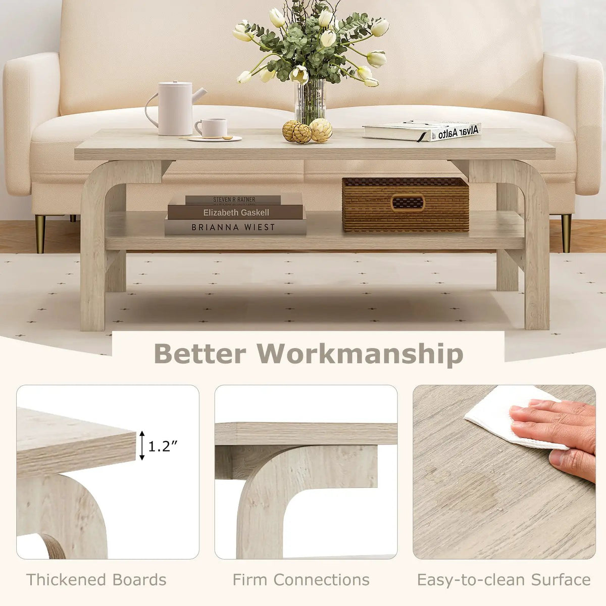 47 Inches Accent Rectangular Coffee Table for Living Room, photo 8 of 9