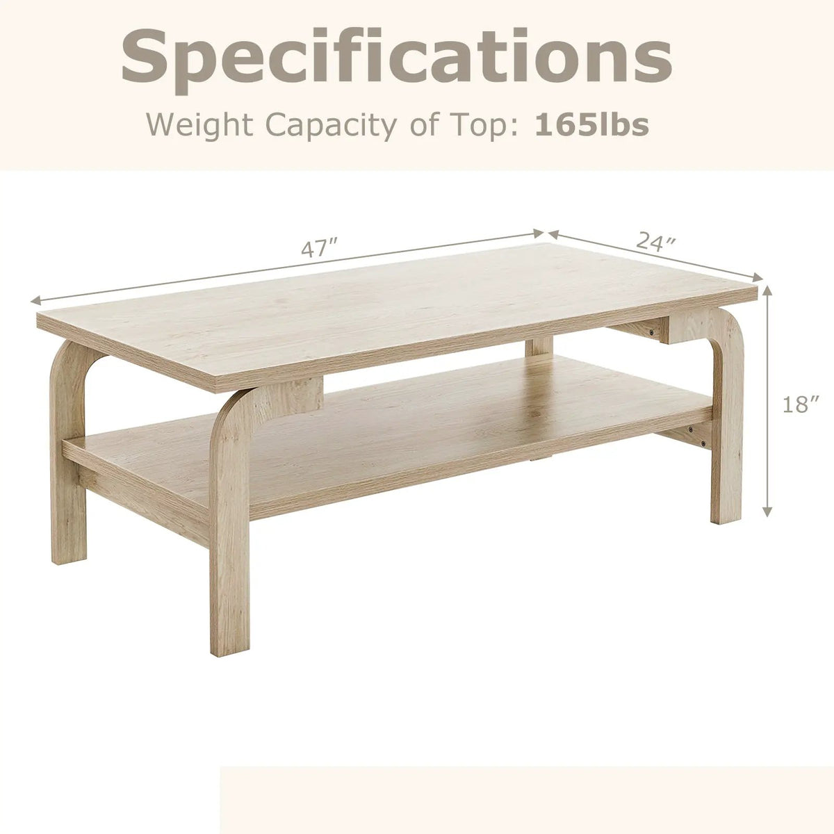 47 Inches Accent Rectangular Coffee Table for Living Room, photo 4 of 9