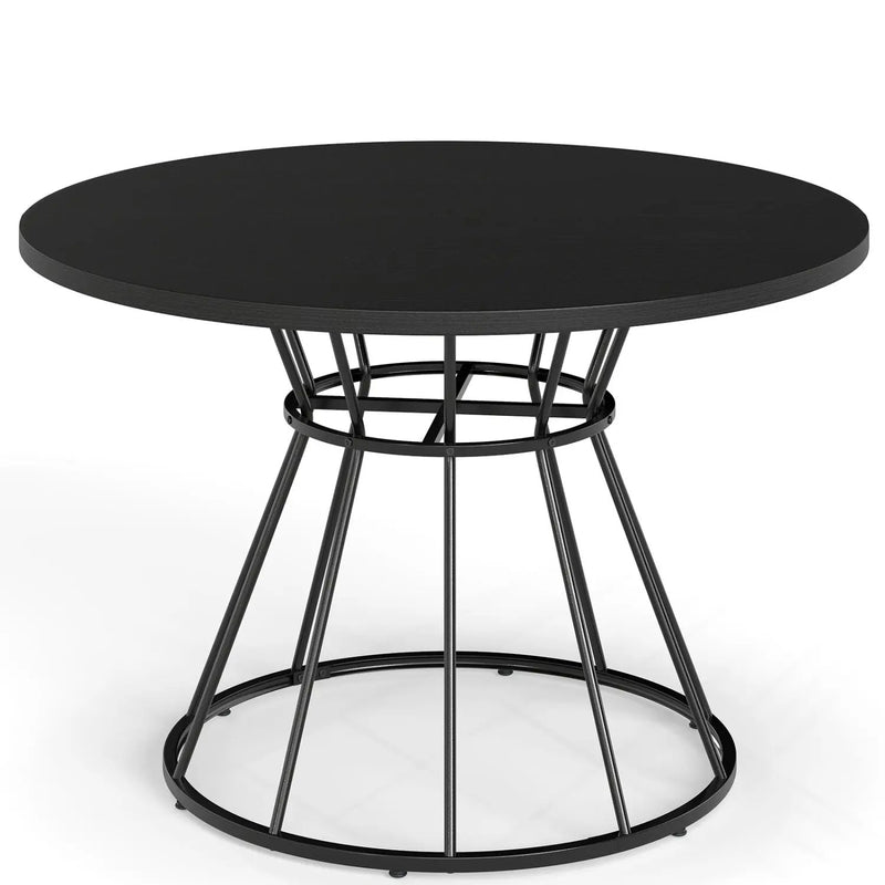 47 Inches Round Dining Table for 4 Farmhouse Kitchen Table with Wooden Tabletop by DirectDeals