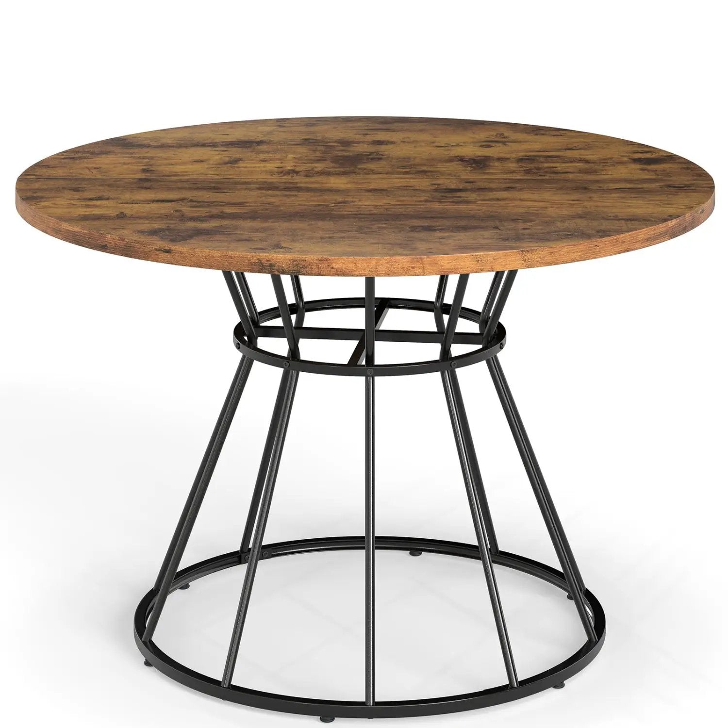 47 Inches Round Dining Table for 4 Farmhouse Kitchen Table with Wooden Tabletop by DirectDeals