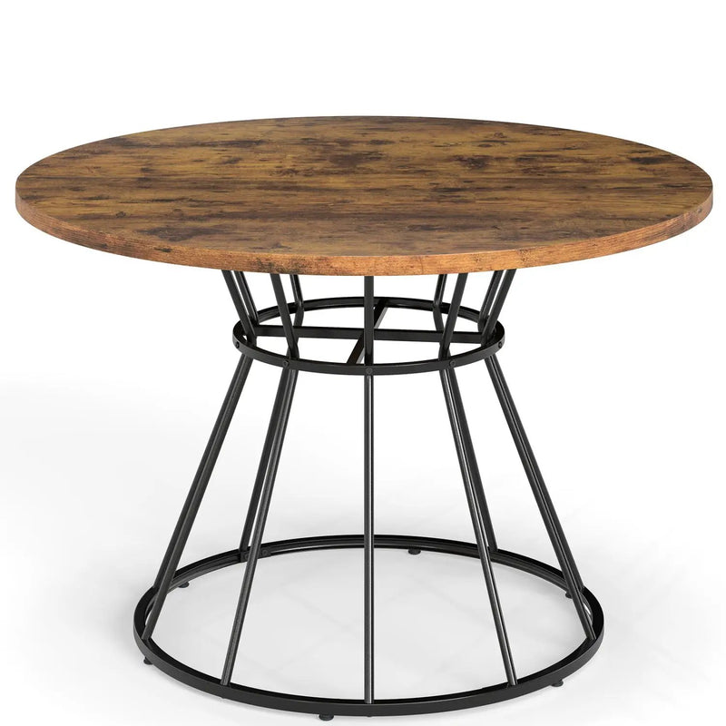 47 Inches Round Dining Table for 4 Farmhouse Kitchen Table with Wooden Tabletop by DirectDeals