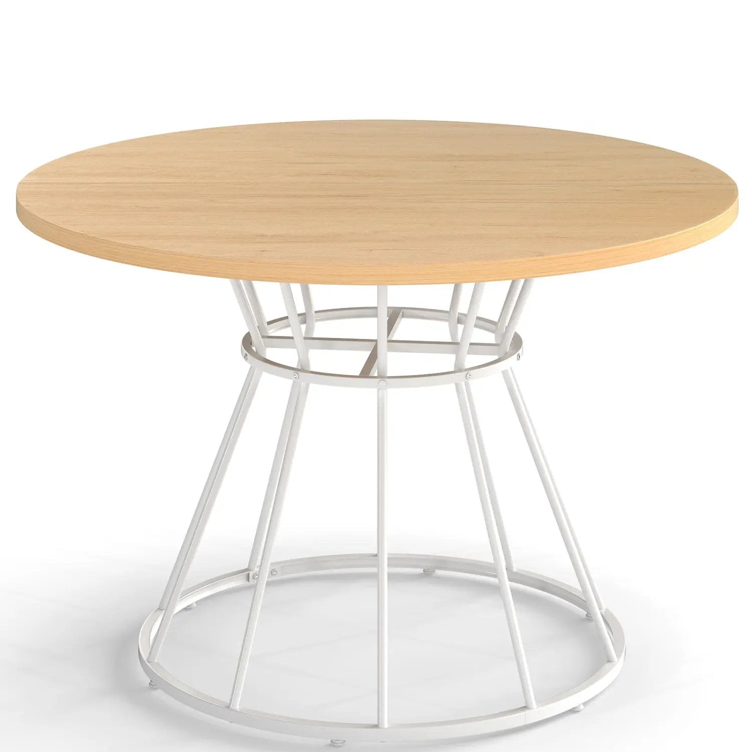 47 Inches Round Dining Table for 4 Farmhouse Kitchen Table with Wooden Tabletop by DirectDeals