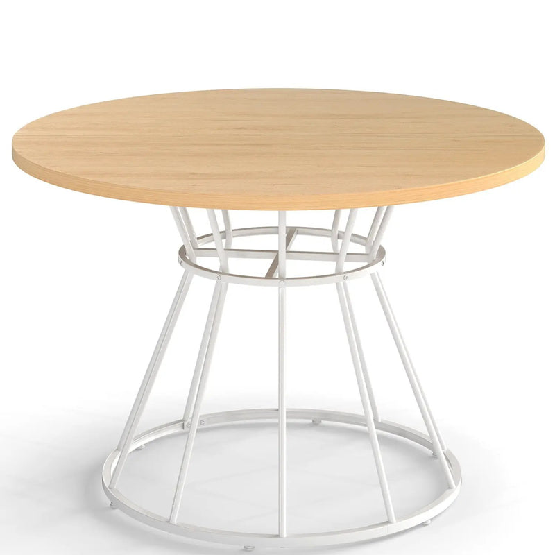47 Inches Round Dining Table for 4 Farmhouse Kitchen Table with Wooden Tabletop by DirectDeals