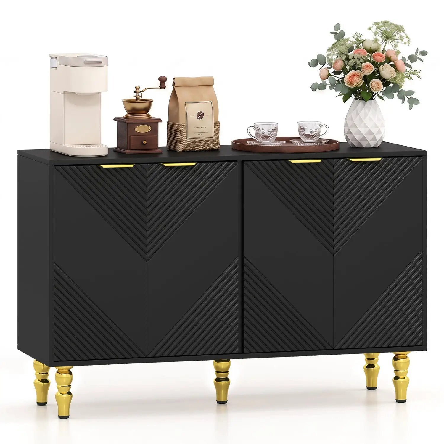 47" Sideboard Buffet Cabinet with Chevron Fluted Doors by DirectDeals