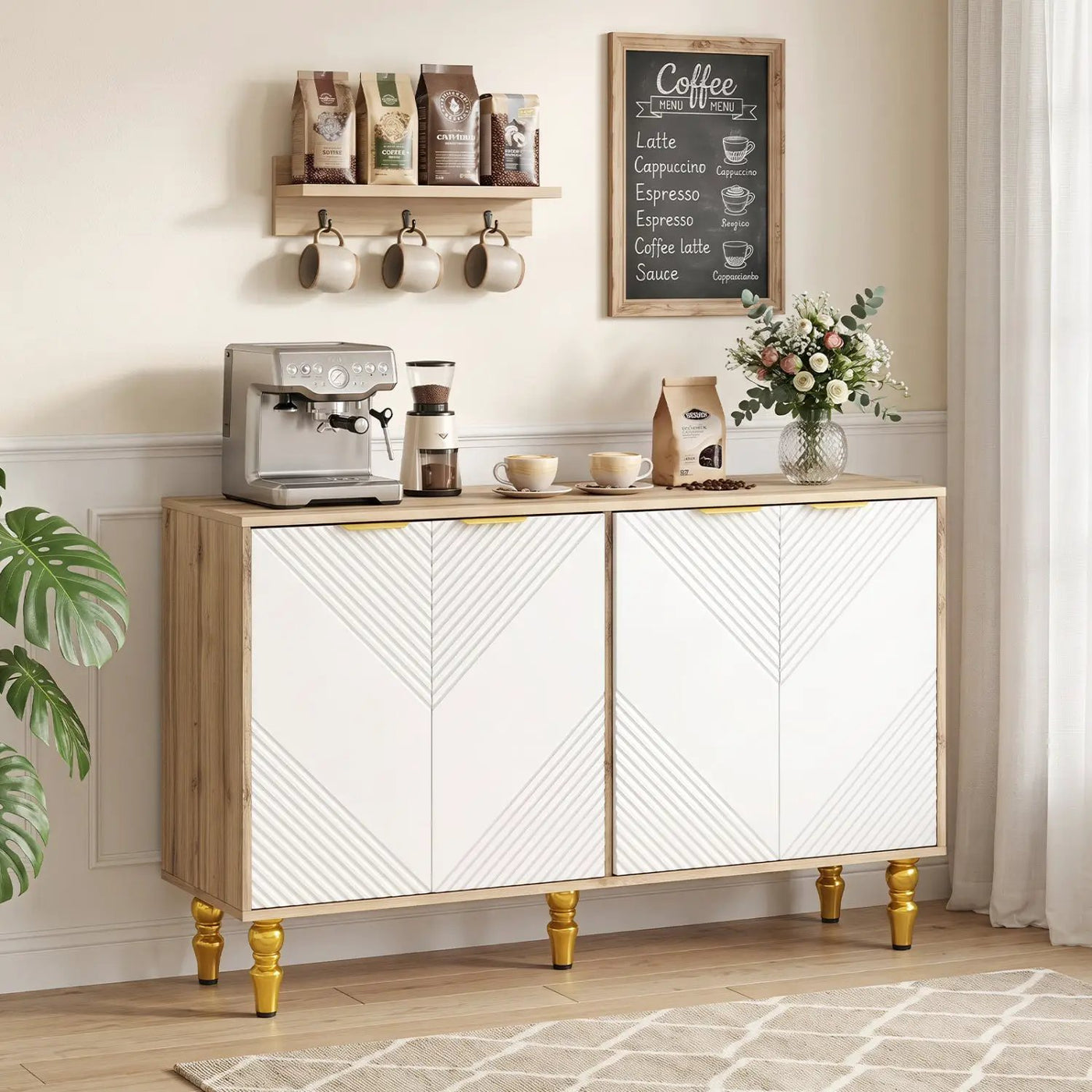 47" Sideboard Buffet Cabinet with Chevron Fluted Doors by DirectDeals
