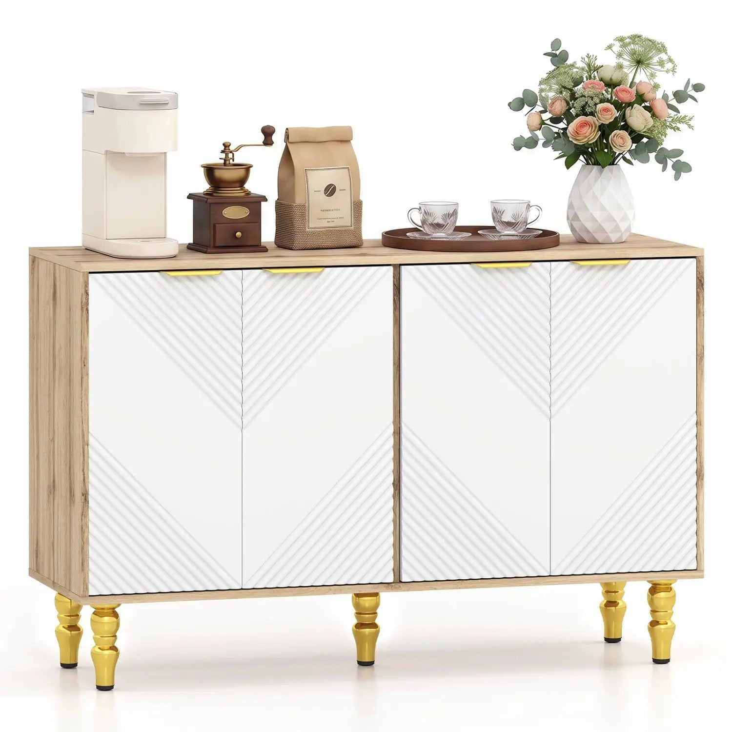 47" Sideboard Buffet Cabinet with Chevron Fluted Doors by DirectDeals