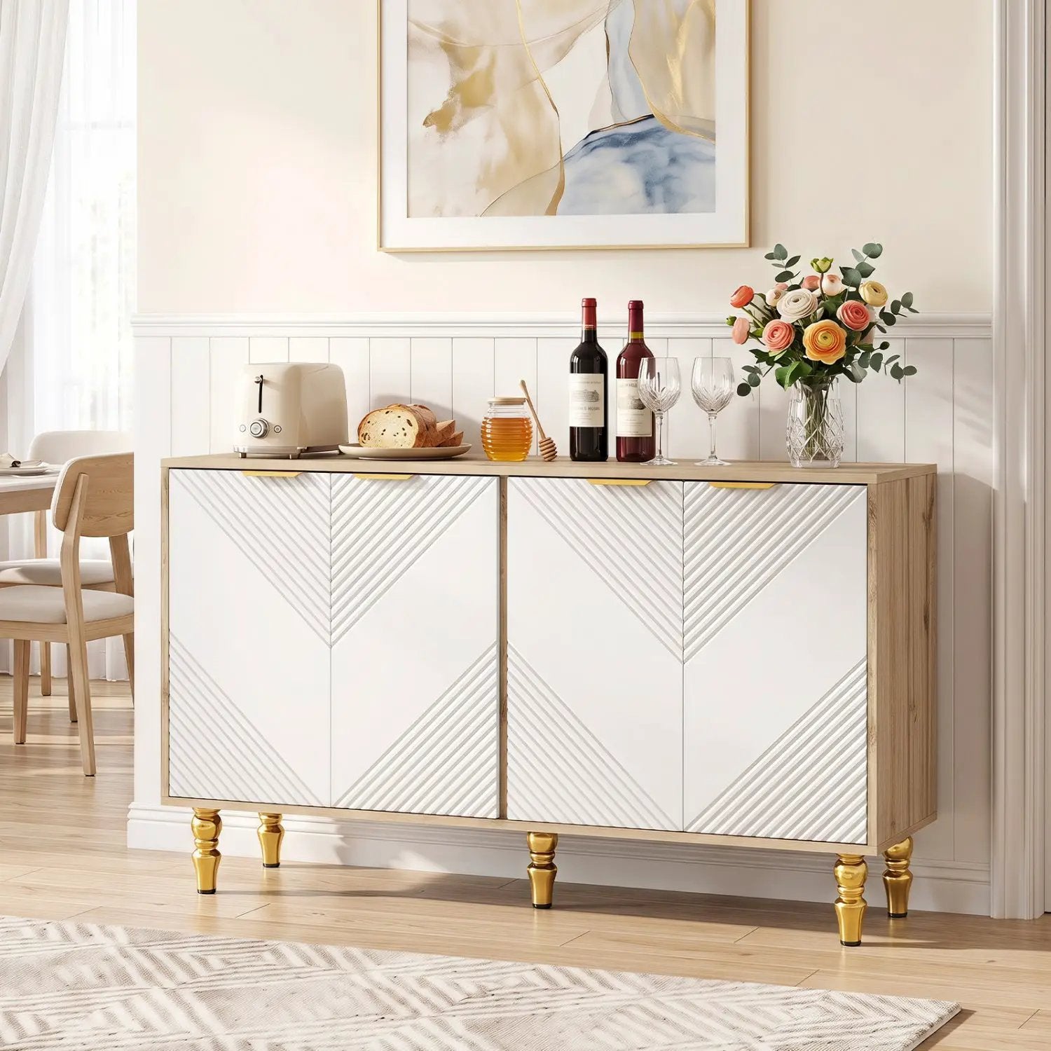 47" Sideboard Buffet Cabinet with Chevron Fluted Doors by DirectDeals
