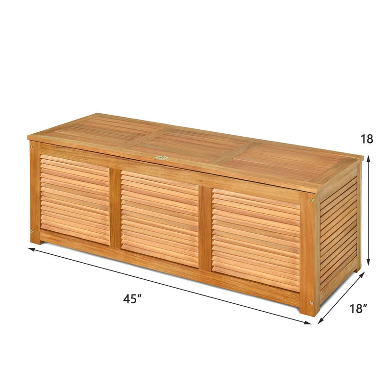 46 Gallon Acacia Wood Storage Bench Box for Patio Garden Deck by DirectDeals