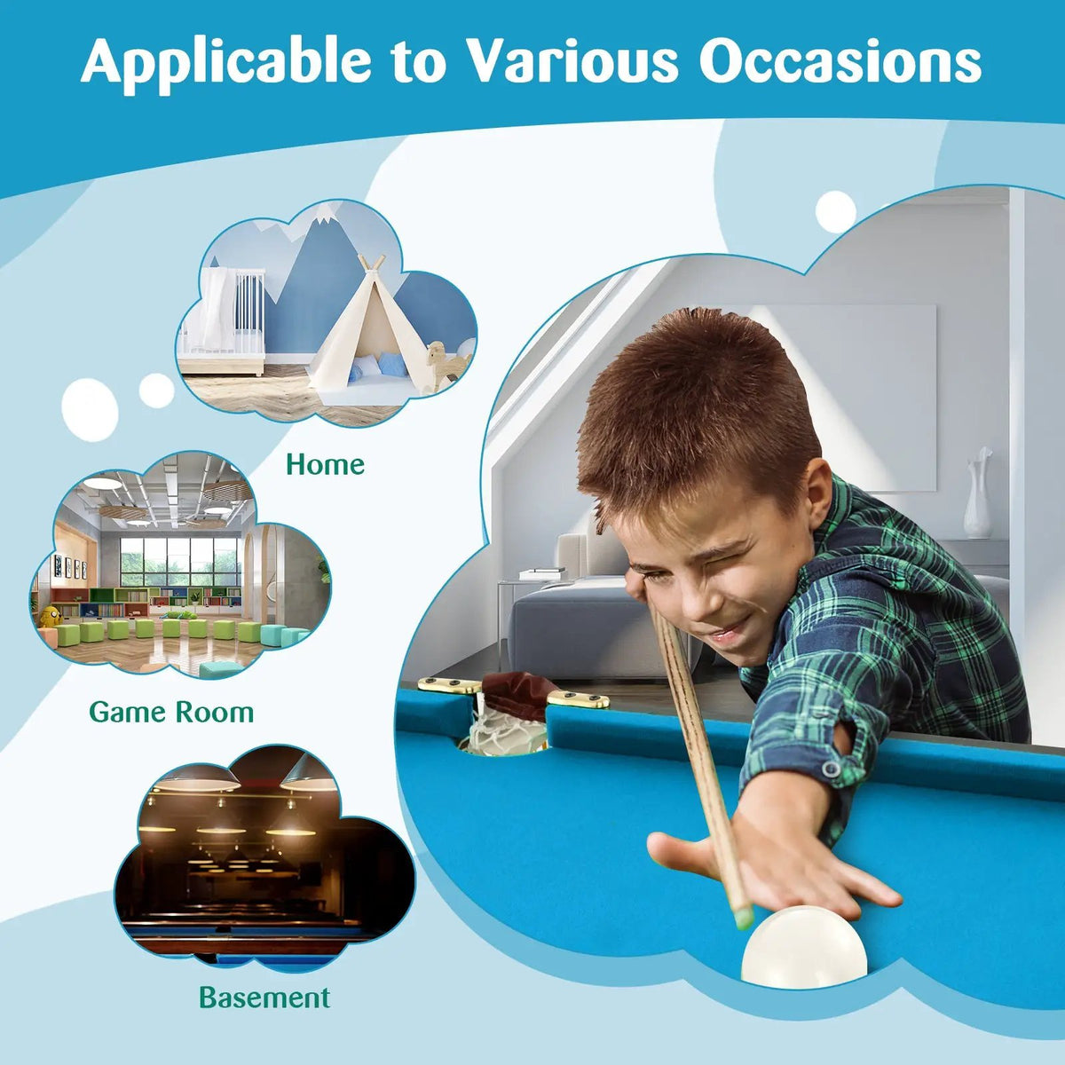 47 Inch Folding Billiard Table with Cues and Brush Chalk, photo 7 of 9