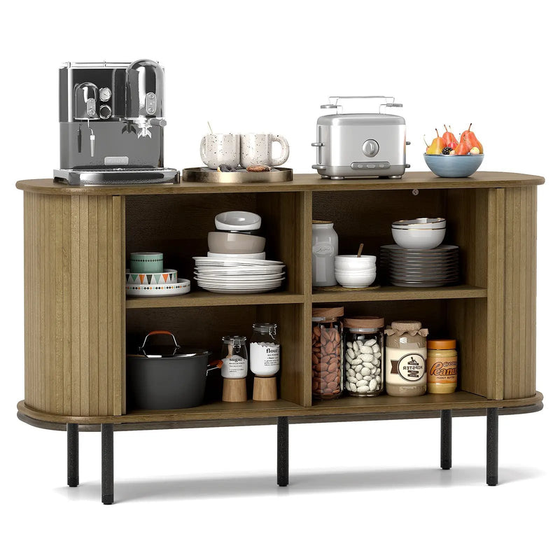 47 Inch Sideboard Buffet Cabinet with Adjustable Shelves for Kitchen Dining Room Living Room Entryway-Oak by DirectDeals