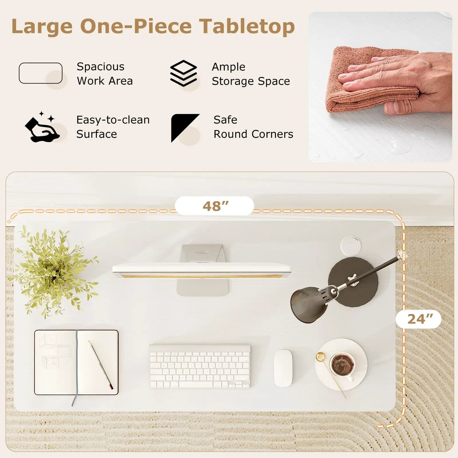 47‚Äù x 24‚Äù Universal Tabletop for Standard and Standing Desk Frame by DirectDeals
