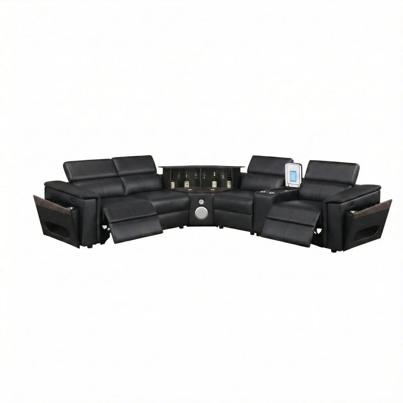 Nova - Sectional With Bluetooth Speaker, LED And Lifting Wine Cabinet by HouseOfZazla