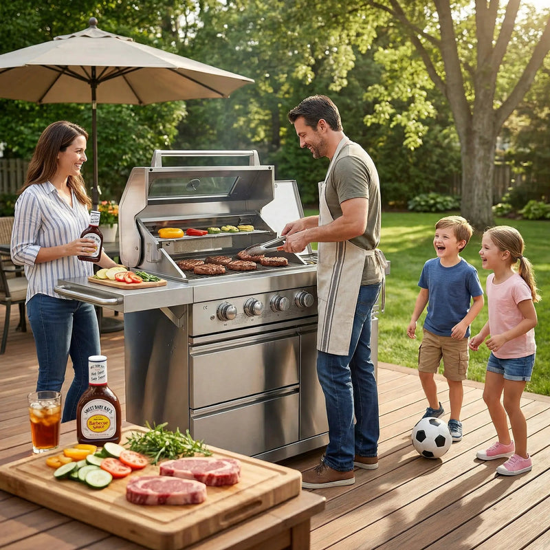 75300 BTU 6 Burners Deluxe Stainless Steel Gas Outdoor Kitchen Barbecue Island Grill by HouseOfZazla