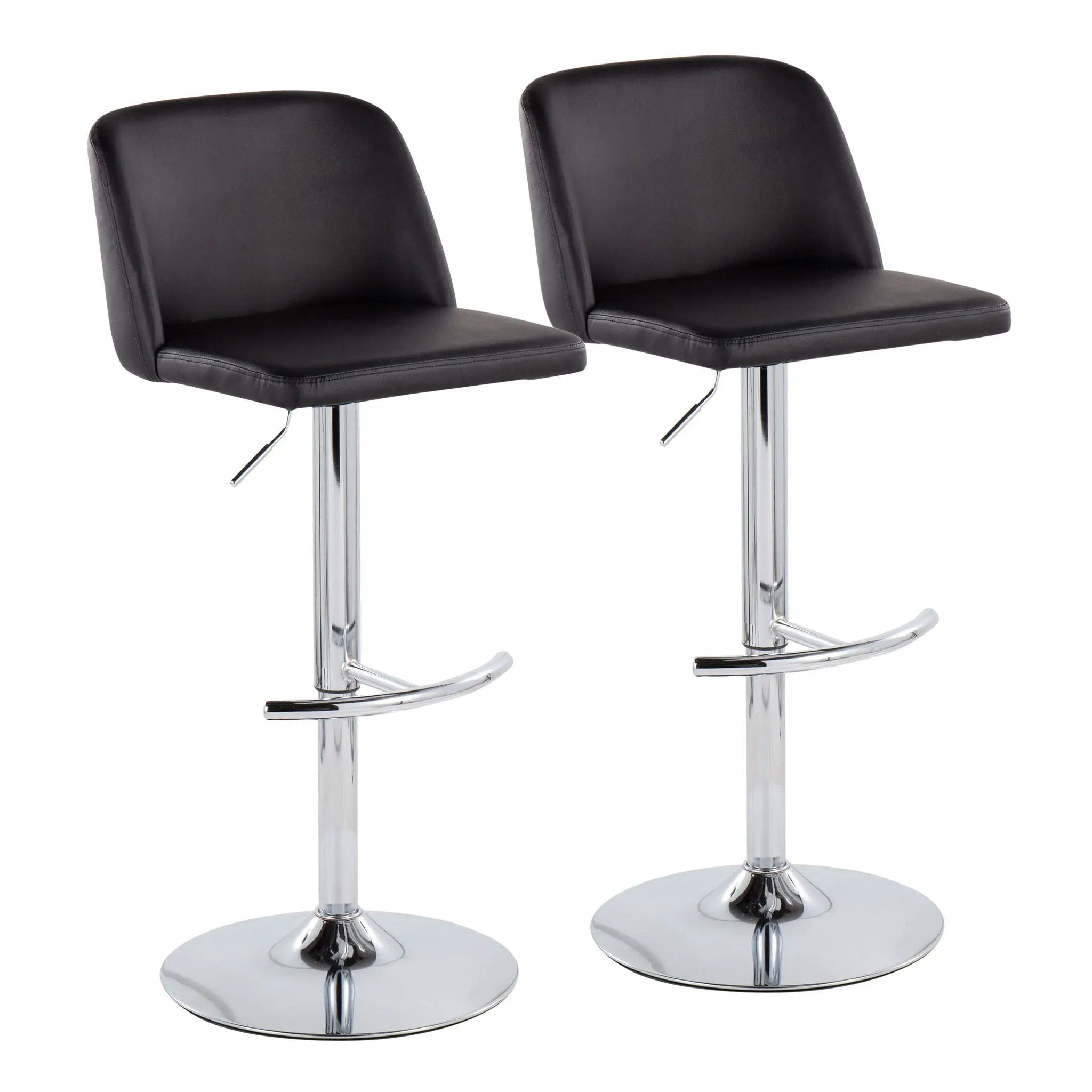 Toriano - Contemporary Adjustable Barstool With Swivel & Rounded T Footrest (Set of 2) by HouseOfZazla