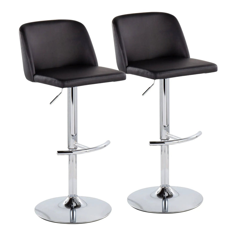 Toriano - Contemporary Adjustable Barstool With Swivel & Rounded T Footrest (Set of 2) by HouseOfZazla