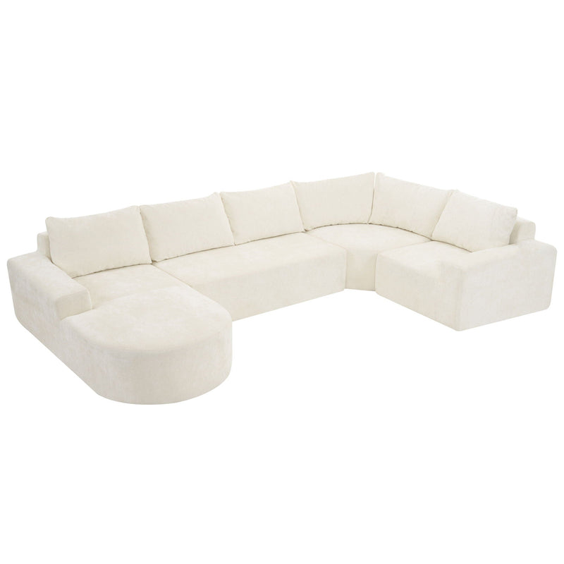 U-Shaped Oversized Modular Cloud Sectional Sofa With Deep Seat For Living Room by HouseOfZazla