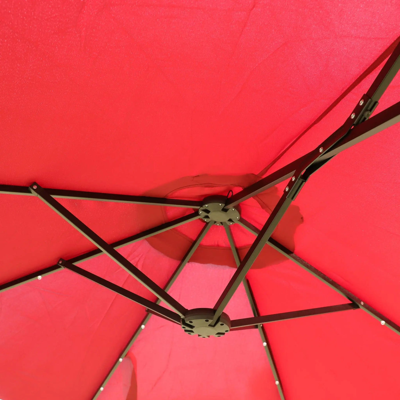 Double- Sided Outdoor Market Umbrella With Lights And Base by Unique Piece Furniture