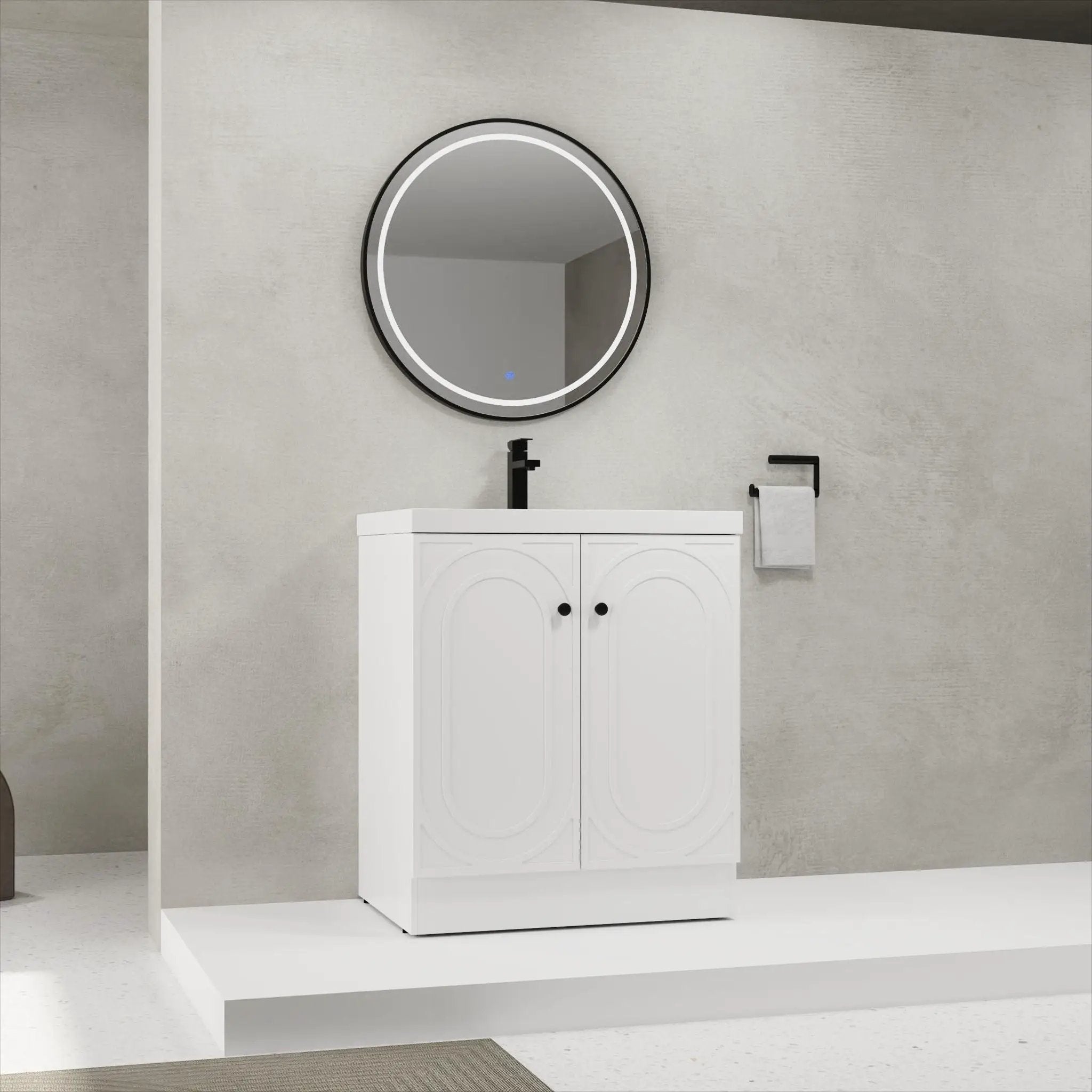 Contemporary Freestanding Bathroom Vanity With Resin Sink & Soft-Close Cabinet Doors by HouseOfZazla