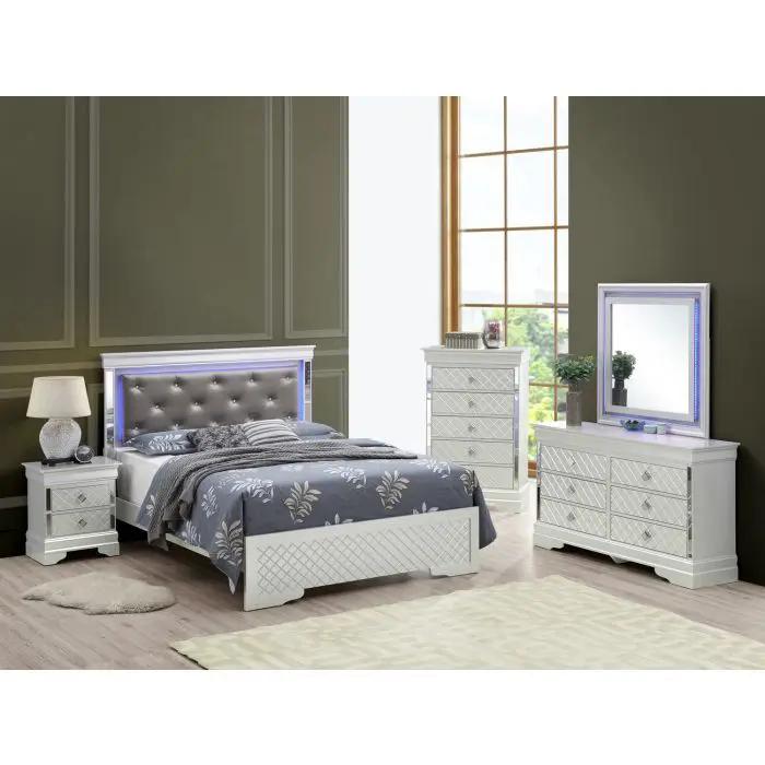 Bed With LED Light Accents Headboard by HouseOfZazla