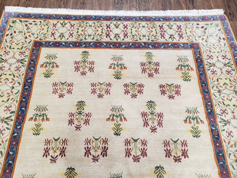Tufenkian Rug 5.9 x 8.6, Tibetan Nepalese Rug, Hand Knotted, Soft Shiny Wool, Repeated Motifs, Contemporary Modern, Area Rug 6x9, Vintage by Jewel Rugs