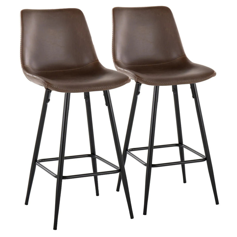 Durango - Industrial / Urban Fixed Height Counter Stool Square Footrest (Set of 2) - Black / Espresso by HouseOfZazla
