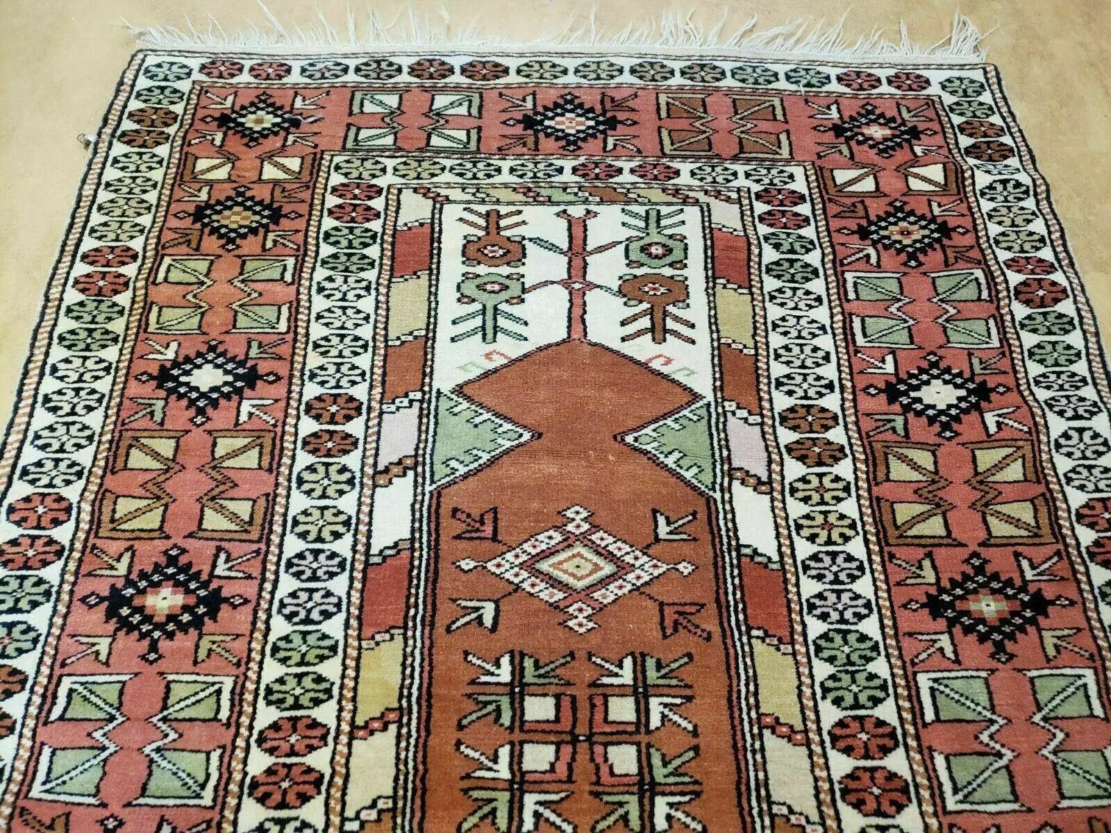 4' X 7' Antique Handmade Turkish Melas Oushak Wool Rug by Jewel Rugs