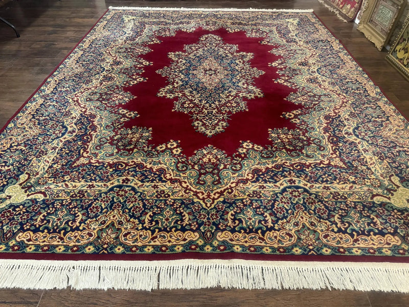 Power Loomed Persian Oriental Rug 9x12, Vintage Wool Pile, Kirman Design by Jewel Rugs